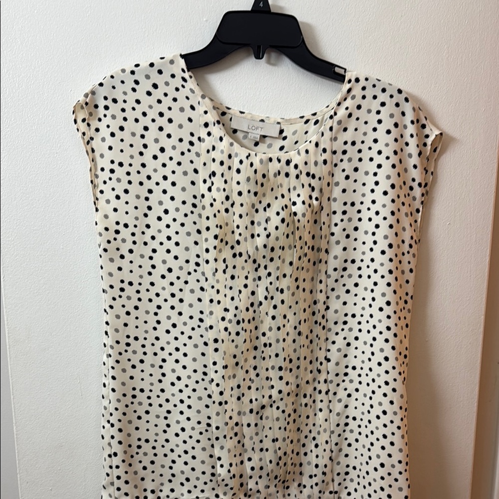 LOFT Women's Polka Dot Top - Black and White